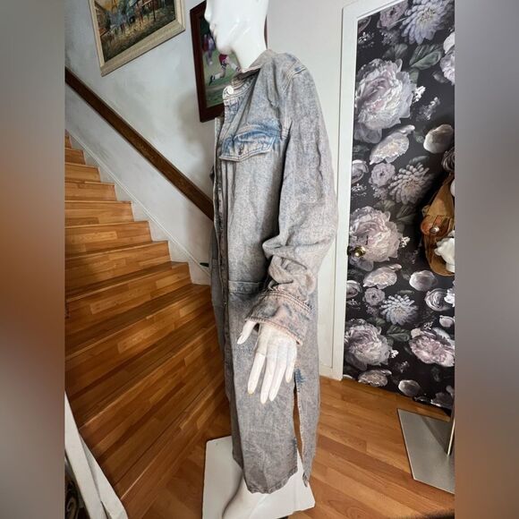Free People Anna Lou Denim Duster/ size L - Picture 7 of 10